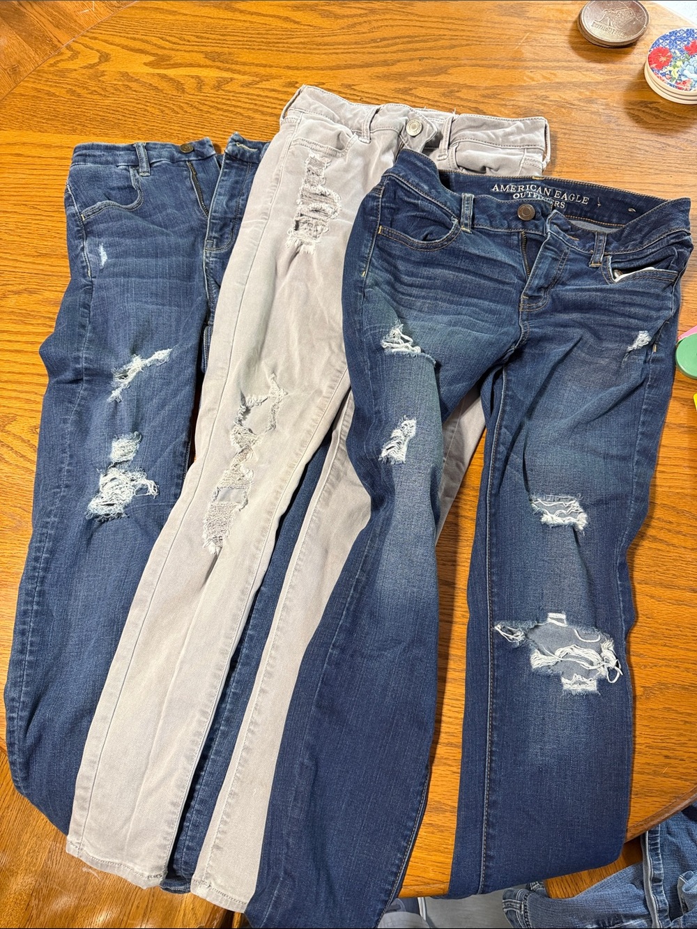 American Eagle Outfitters Skinny Jeans Trio - Dark Blue & Light Gray size 4